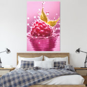 Aqua Raspberry Stretched Canvas Print Leinwanddruck (Insitu (Schlafzimmer))