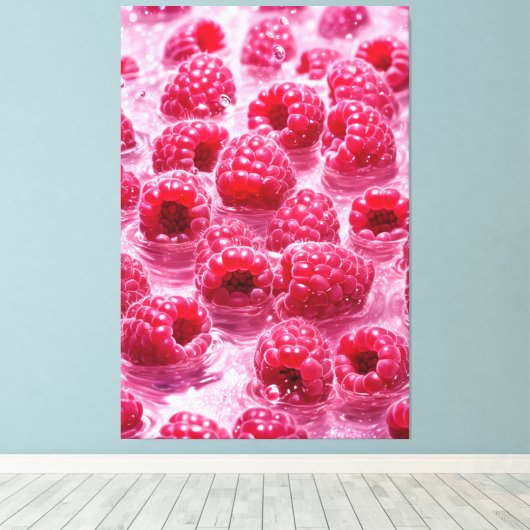 Aqua Raspberry Stretched Canvas Print Leinwanddruck (Insitu (Holzboden))
