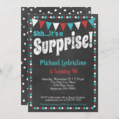 Aqua Red Chalkboard Überraschung Einladung (Vorne/Hinten)