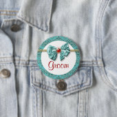 Aqua Red Gold Damask "Bridal Buttons" Button (Beispiel)