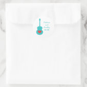 Aqua/Red Guitar Heart Wedding Stickers (Tasche)