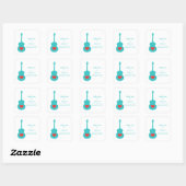 Aqua/Red Guitar Herz Save the Date Stickers (Blatt)