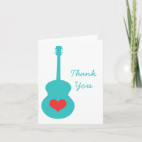 Aqua/Red Guitar Herzlichen Dank Karte