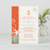 Aqua Red Nautical Wedding Celebration Einladung (Stehend Vorderseite)