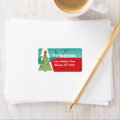 Aqua Red Retro Rentierbaum Große Rücksendeadresse (Insitu)