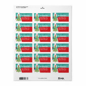 Aqua Red Retro Rentierbaum Große Rücksendeadresse (Vorne)