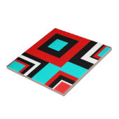 Aqua Red Schwarz-weiß Geometric Block Fliese (Seite)