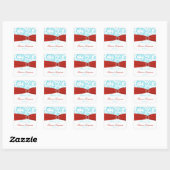 Aqua, Red und White Damask Wedding Favor Sticker (Blatt)