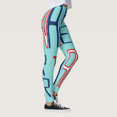 Aqua Red White Blue Black Leggings (Rechts)