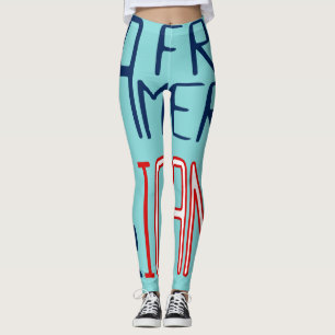 Aqua Red White Blue Black Leggings