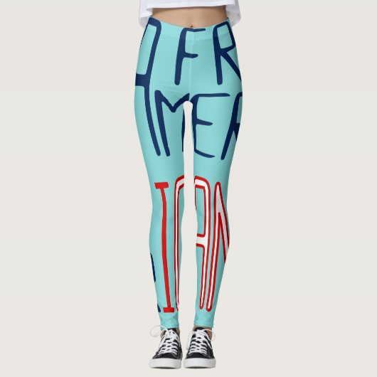 Aqua Red White Blue Black Leggings (Vorderseite)