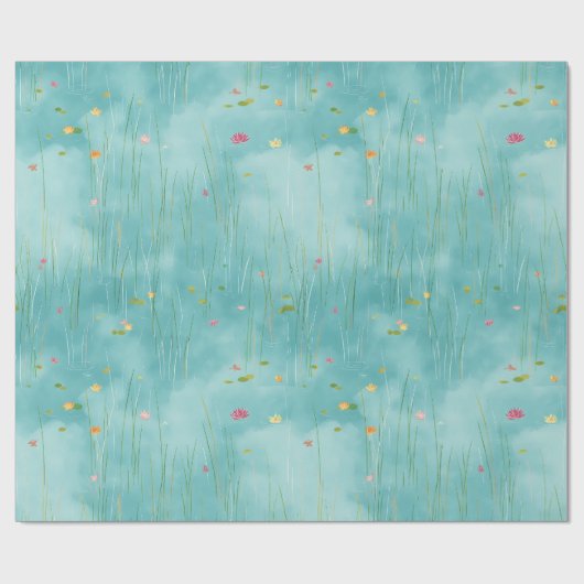 Aqua Reed Spring Gift Wrap Geschenkpapier (Flach)