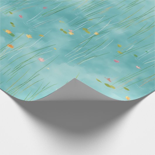 Aqua Reed Spring Gift Wrap Geschenkpapier (Ecke)