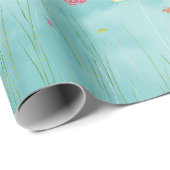 Aqua Reed Spring Gift Wrap Geschenkpapier (Rolleneckpunkt)