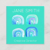 Aqua Regenbogen inspirieren moderne Kreativindustr Quadratische Visitenkarte (Vorderseite)