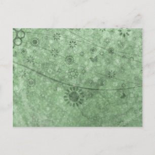 Aqua Retro Blume und Schmetterlinge Abstrakt Postkarte
