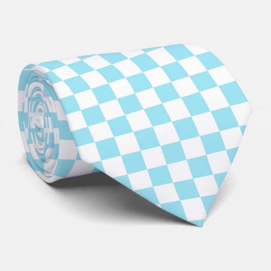 Aqua Retro Checkerboard Krawatte (Gerollt)