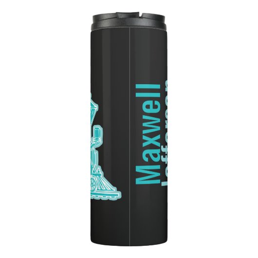 Aqua Retro Dampfzug Name Thermosbecher (Rückseite)