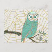 Aqua Retro Owl Design Postkarte (Vorderseite)