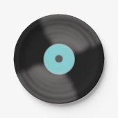 Aqua Retro Record Party Paper Teller (Vorderseite)