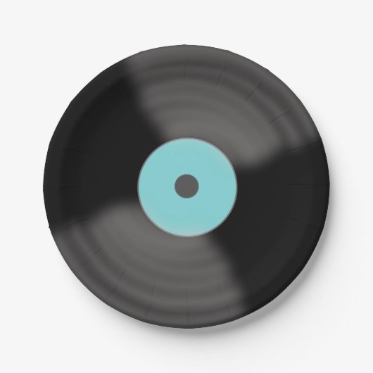 Aqua Retro Record Party Paper Teller (Vorderseite)
