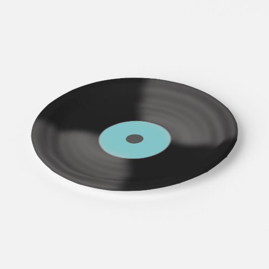 Aqua Retro Record Party Paper Teller (Schrägansicht)