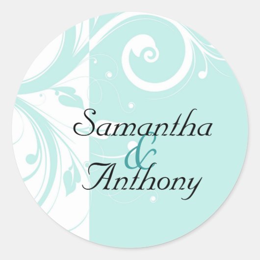 Aqua Reverse Swirl Matching Umschlag Aufkleber (Vorderseite)