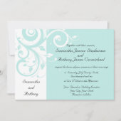 Aqua Reverse Swirl Wedding Einladungen (Vorderseite)
