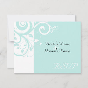 Aqua Reverse Swirl Wedding Matching UAWG RSVP Karte