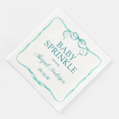 Aqua Ribbon Baby Sprinkle Serviette (Ecke)