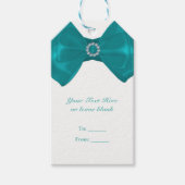 Aqua Ribbon Bow & Diamonds Brautparty Elegante Geschenkanhänger (Vorderseite)
