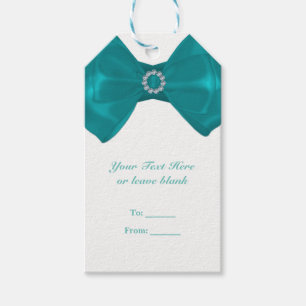 Aqua Ribbon Bow & Diamonds Brautparty Elegante Geschenkanhänger
