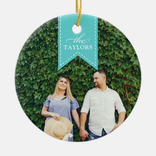 Aqua Ribbon | FOTO Keramik Ornament (Vorne)