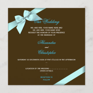 Aqua Ribbon Hochzeit Ankündigung S4
