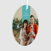 Aqua Ribbon | PERSONALISIERTES FOTO Ornament (Vorderseite)