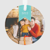 Aqua Ribbon | PERSONALISIERTES FOTO Ornament (Rückseite)