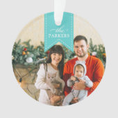 Aqua Ribbon | PERSONALISIERTES FOTO Ornament (Vorderseite)