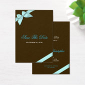 Aqua Ribbon Wedding Save the Date MiniCard (Schreibtisch)