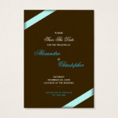 Aqua Ribbon Wedding Save the Date MiniCard (Rückseite)