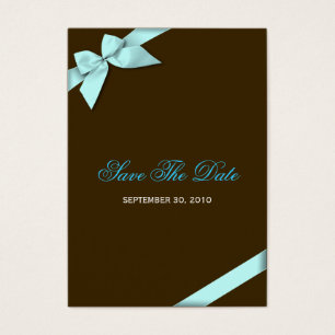 Aqua Ribbon Wedding Save the Date MiniCard