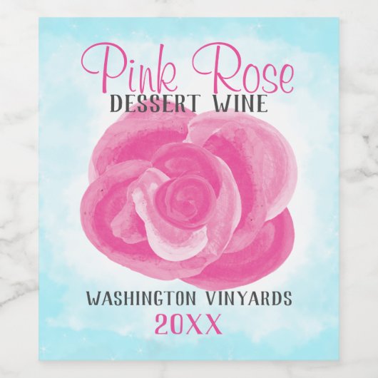 Aqua, rosa Flasche oder Packungsbeilage Weinetikett (Einzelnes Label)