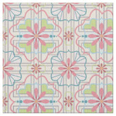 Aqua, rosa, Minz-Grün-Blumenmuster Stoff (Nahaufnahme)