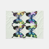 Aqua, Rosa und Gelb - Elegante Schmetterlinge Fleecedecke (Vorderseite (Horizontal))