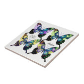 Aqua, Rosa und Gelb - Elegante Schmetterlinge Fliese (Seite)