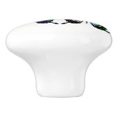 Aqua, Rosa und Gelb - Elegante Schmetterlinge Keramikknauf (Seitenansicht)