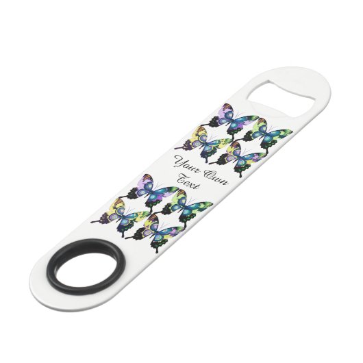 Aqua, Rosa und Gelb - Elegante Schmetterlinge Speed Flaschenöffner (Vorderseite Schrägansicht)