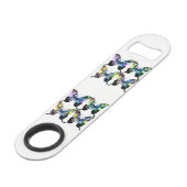 Aqua, Rosa und Gelb - Elegante Schmetterlinge Speed Flaschenöffner (Rückseite Schrägansicht)