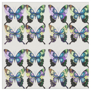 Aqua, Rosa und Gelb - Elegante Schmetterlinge Stoff