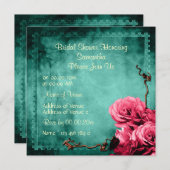 Aqua rosa Vintage Rose Braut Einladung (Vorne/Hinten)