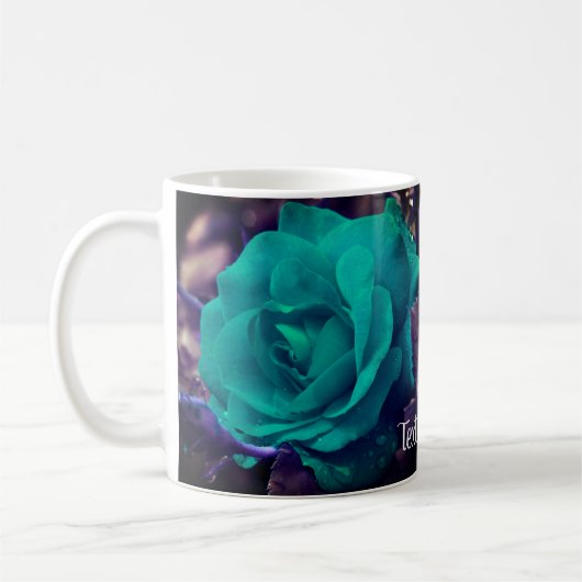 Aqua Rose Blume Personalisiert Kaffeetasse (Links)